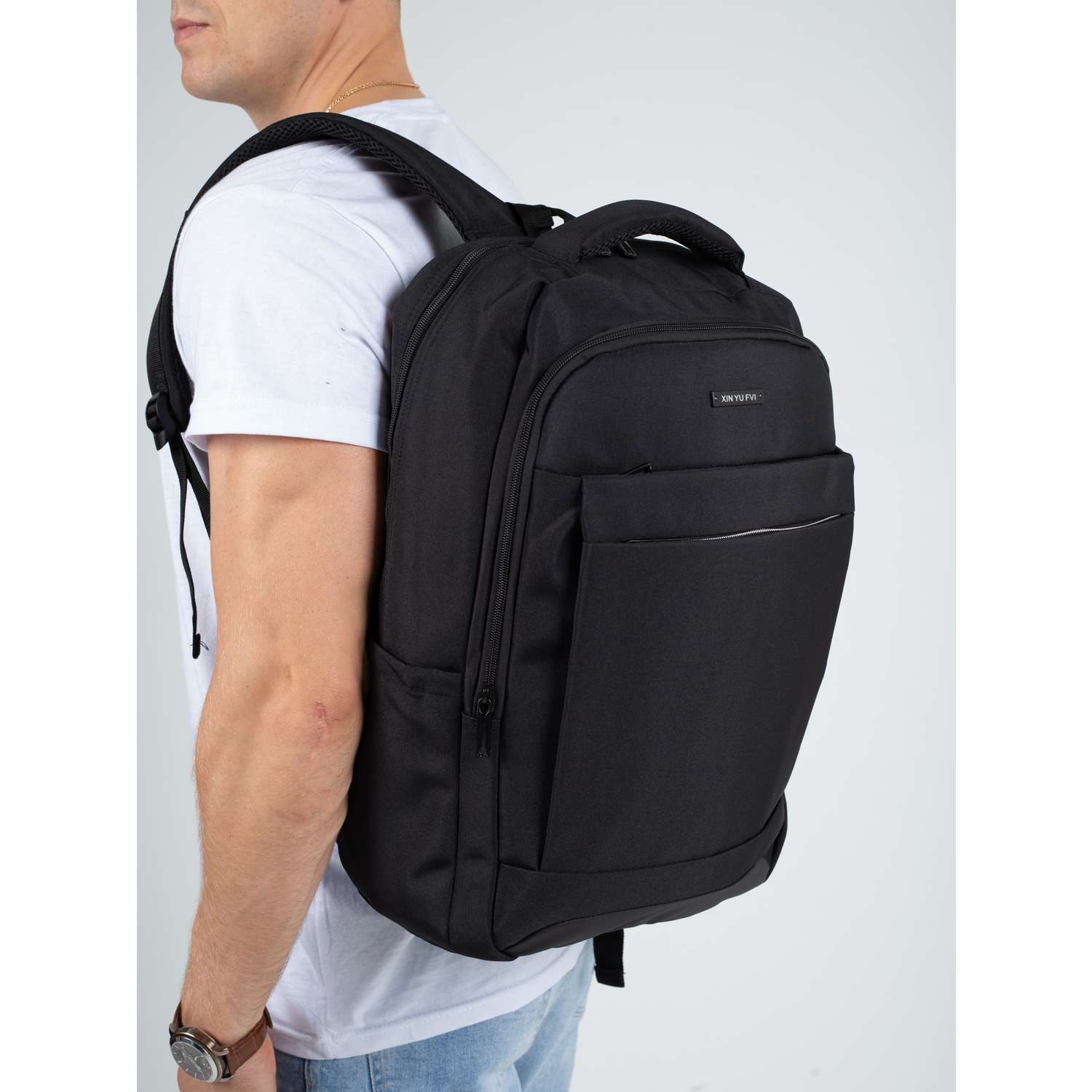 Рюкзак черный DUOYANG школьный подростковый для учебы и спорта - фото 5