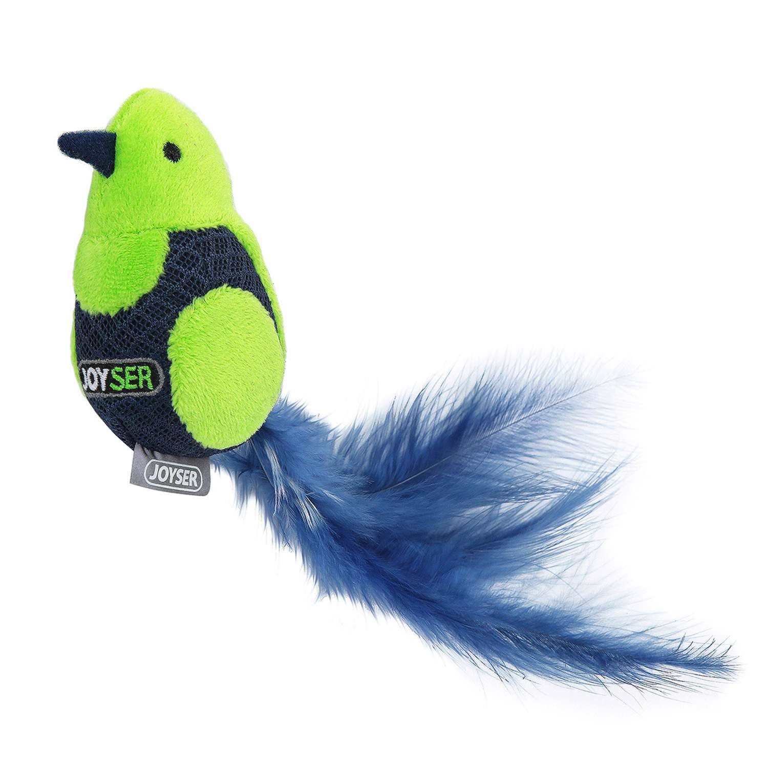 Игрушка для кошек Joyser Птичка со звуковым чипом и перьями Зеленый - фото 1