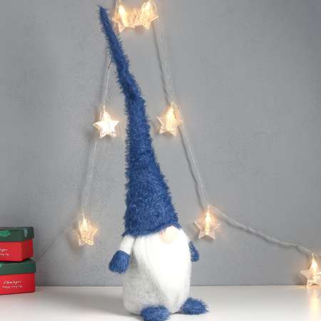 Кукла интерьерная Зимнее волшебство «Дед Мороз в синем колпаке-травке» 60х14х11 см