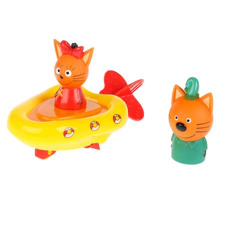 Игрушка для ванной Капитошка Пластизоль Три кота Лодка+ Компот 7см +Карамелька 5см блистер 278970