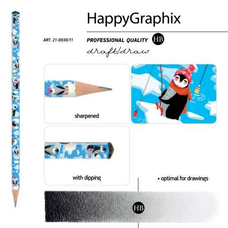 Набор карандашей Bruno Visconti чернографитовые HappyGraphix Пингвины НВ 5 шт