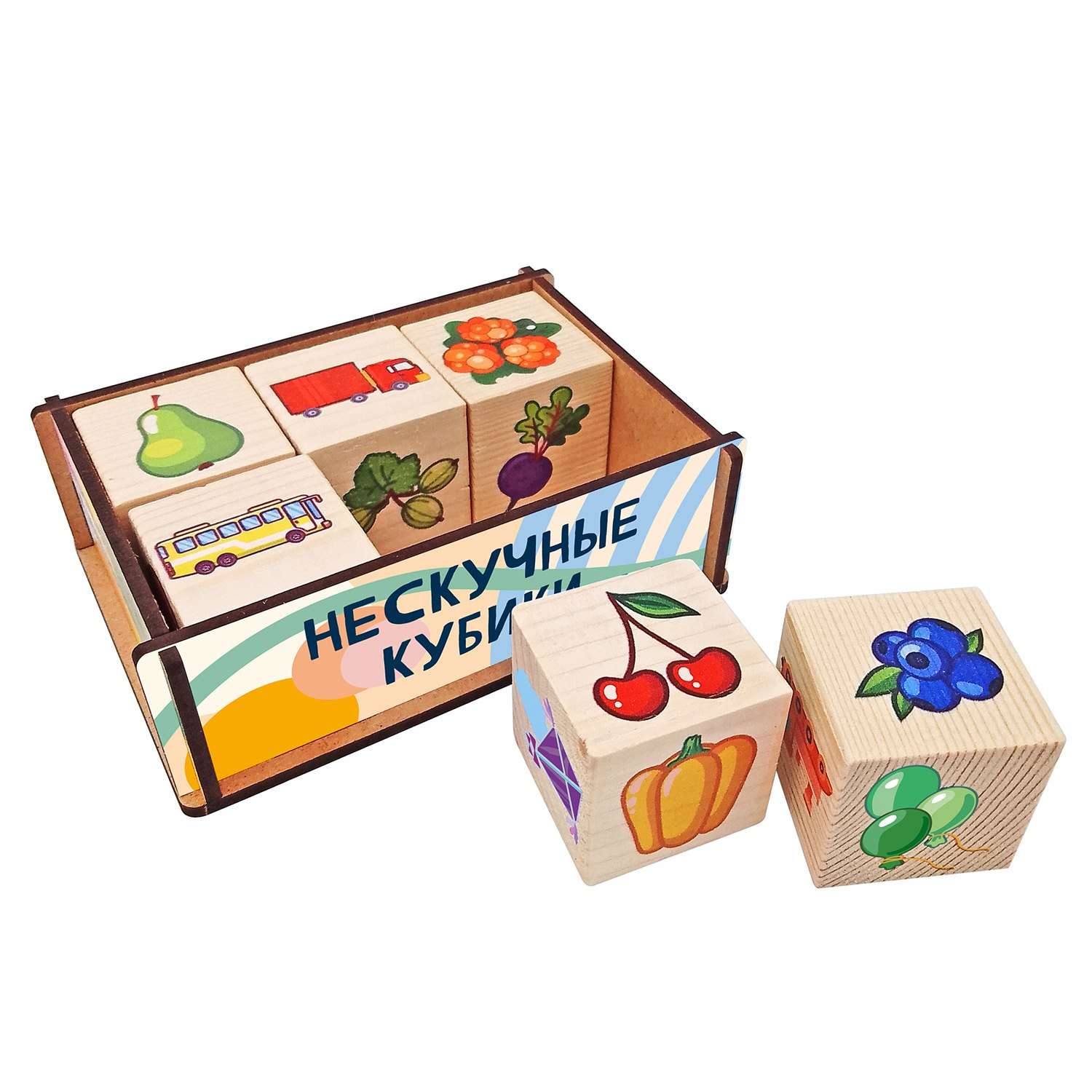 Нескучные кубики Нескучные игры деревянные 6 штук - фото 1
