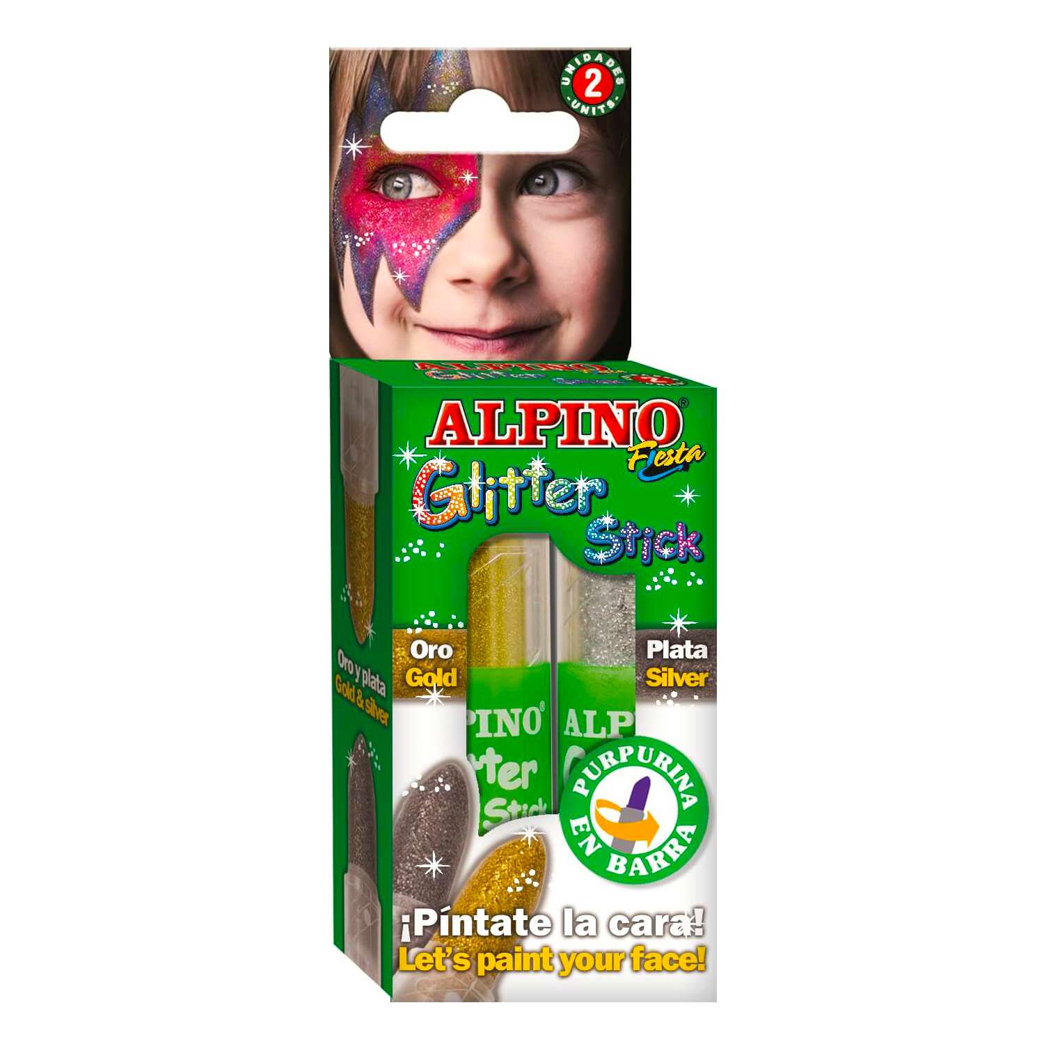 Аквагрим ALPINO Glitter Stick с блестками Золотой-Серебряный DL000083 - фото 1