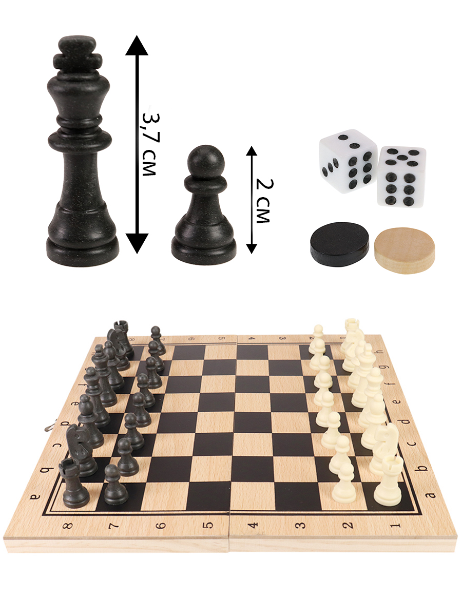 Игра 3 в 1 Рыжий кот шахматы/шашки/нарды 24х12х3 см - фото 3