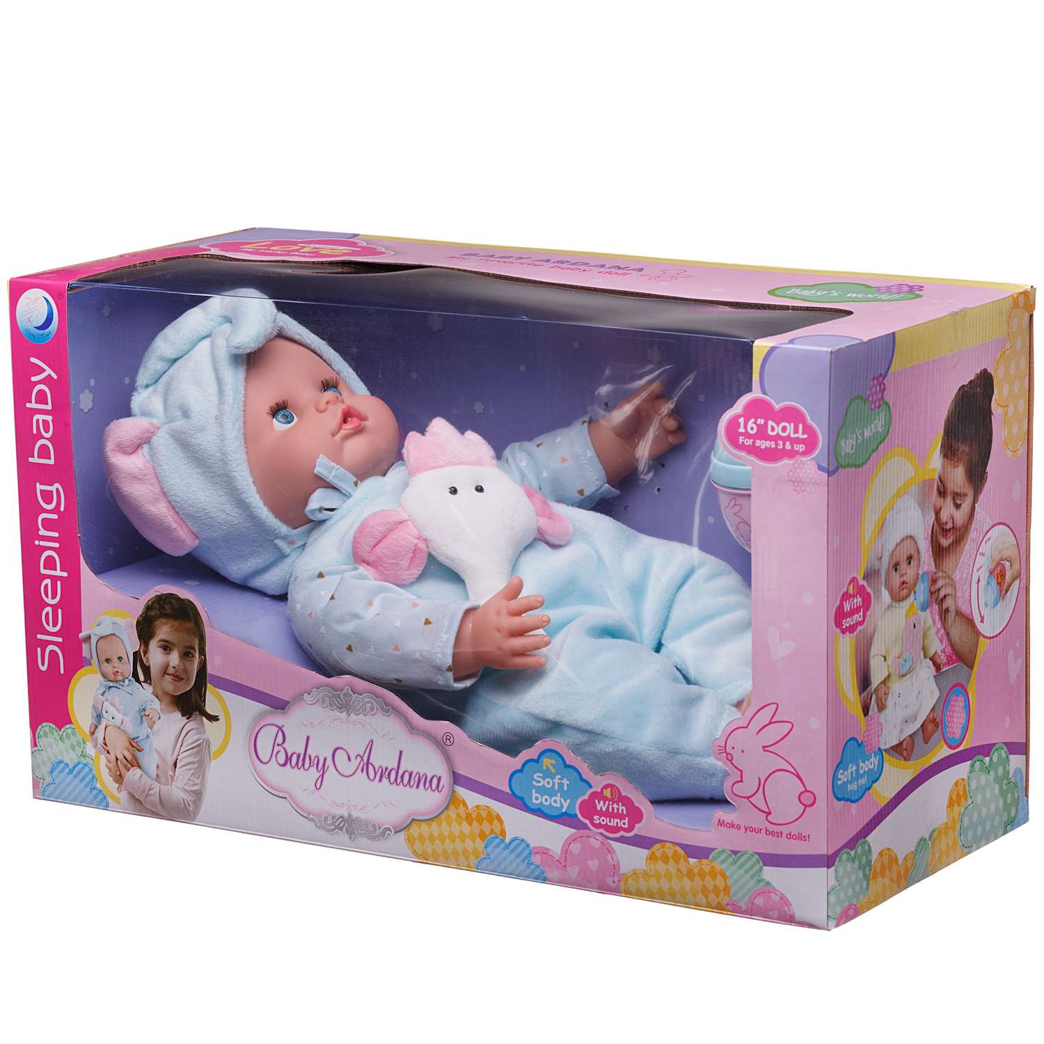 Кукла-пупс ABTOYS Baby Ardana 40см в конбинезоне Слоненок с бутылочкой в коробке WJ-B8777 - фото 4