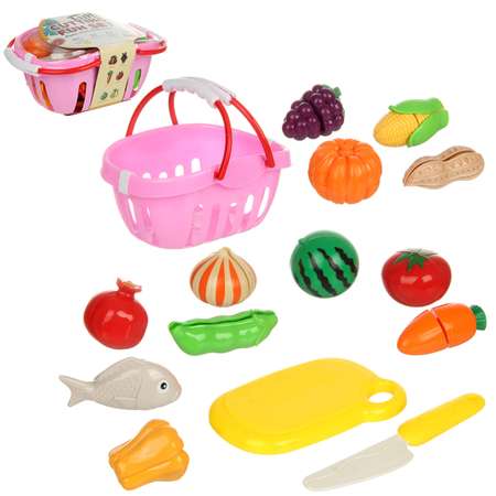 Овощи и фрукты на липучках Veld Co Корзина для игрушек