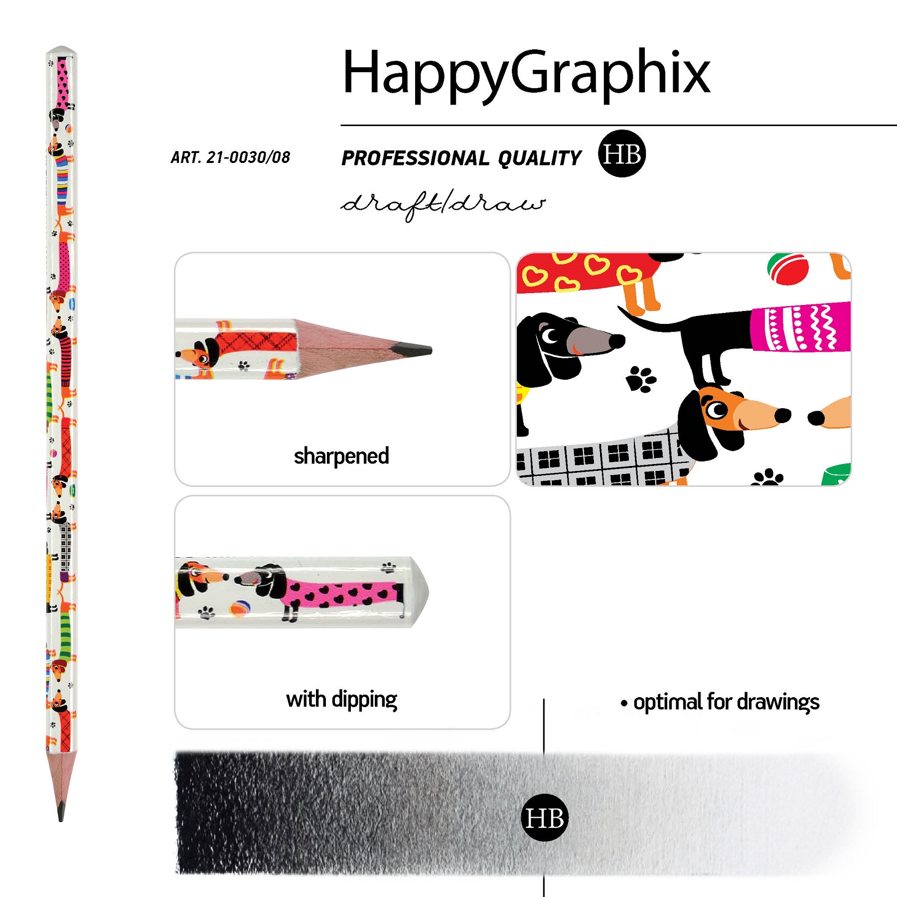 Набор карандашей Bruno Visconti чернографитовые HappyGraphix Таксы НВ 5 шт - фото 3