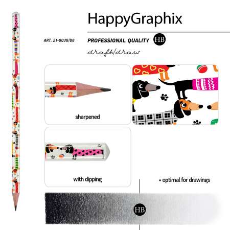 Набор карандашей Bruno Visconti чернографитовые HappyGraphix Таксы НВ 5 шт