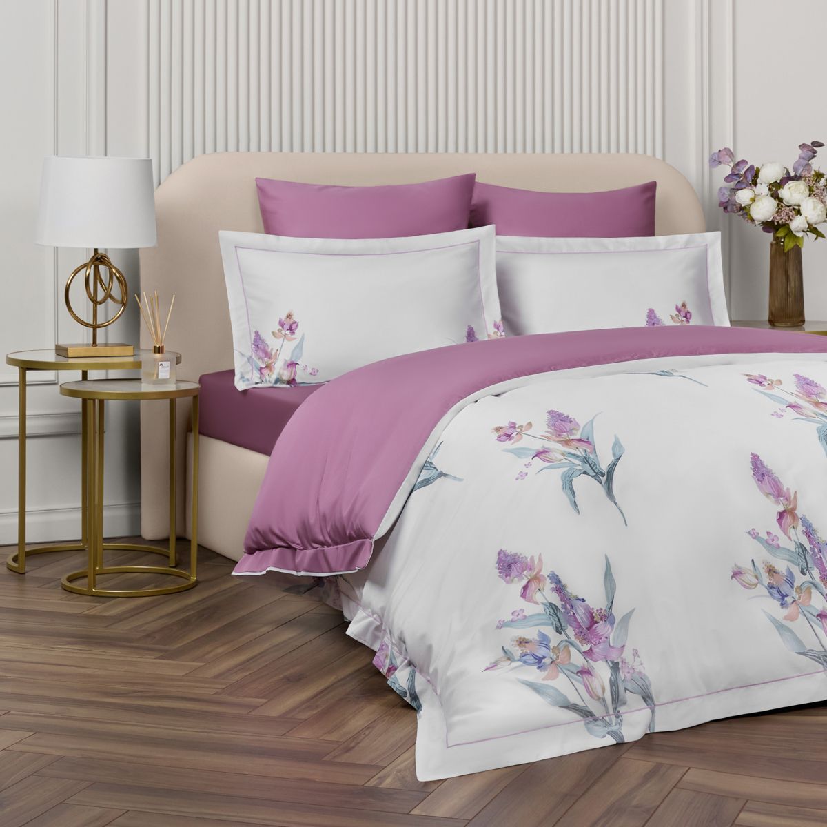 Постельное белье Arya Home Collection 1.5 спальное 160х220 Exclusive Calantha комплект сатин наволочки 50х70 и 70х70 - фото 4