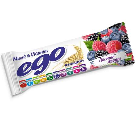Батончик мюсли Ego лесные ягоды с кальцием и витаминами в йогуртовой глазури 25г