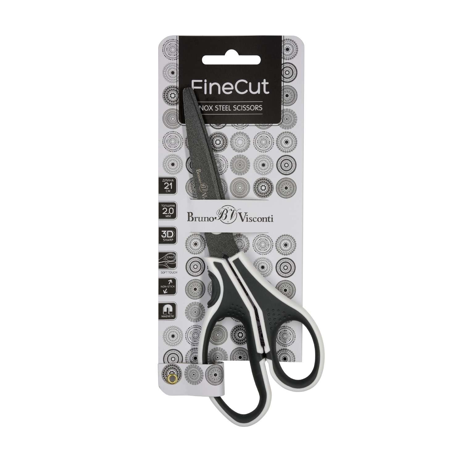 Ножницы Bruno Visconti с тефлоновым покрытием эргономичные ручки 21 см FineCut - фото 1