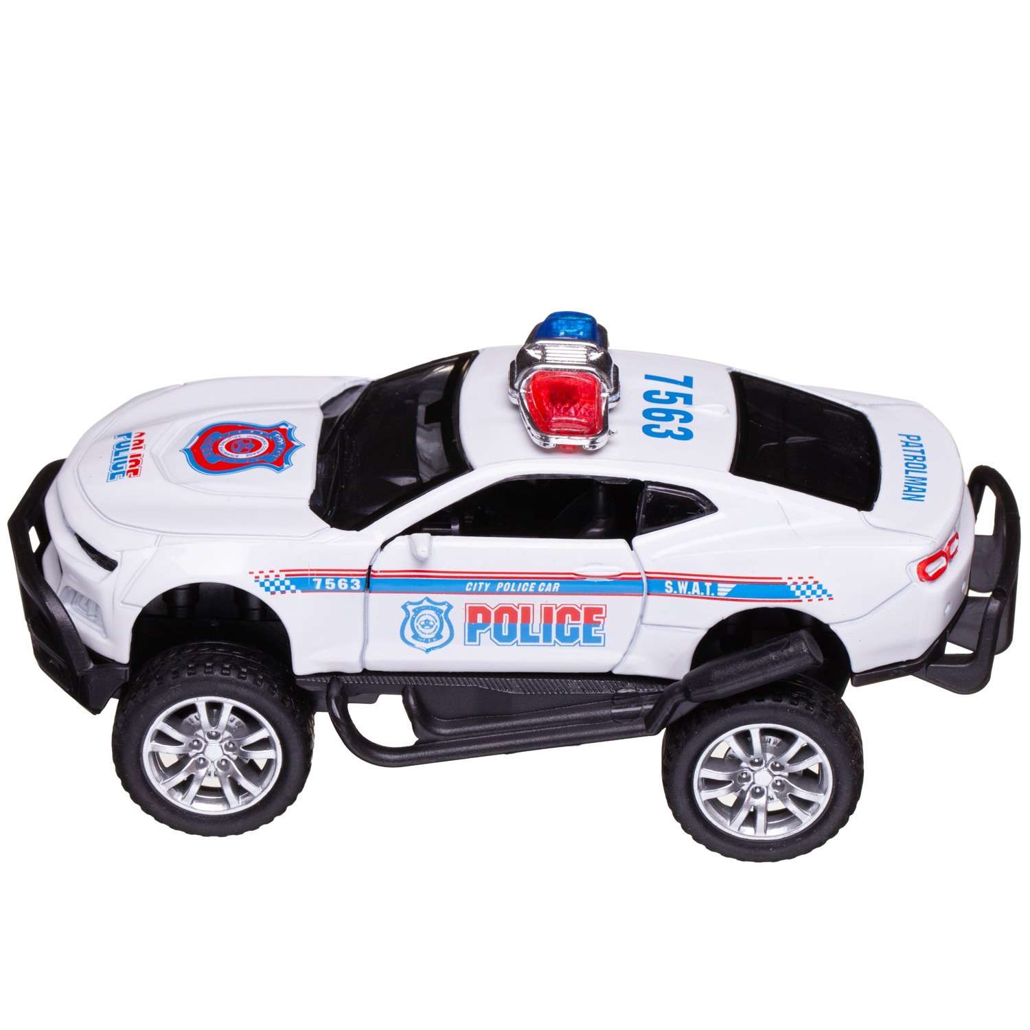 Машинка Junfa Полицейский джип металлический с открывающимися дверцами инерционный белый WT-10997/белый - фото 5