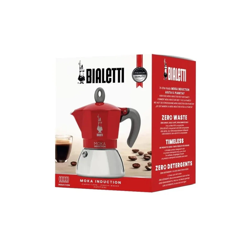 Гейзерная кофеварка BIALETTI Moka Induction красная 6 порции - фото 3