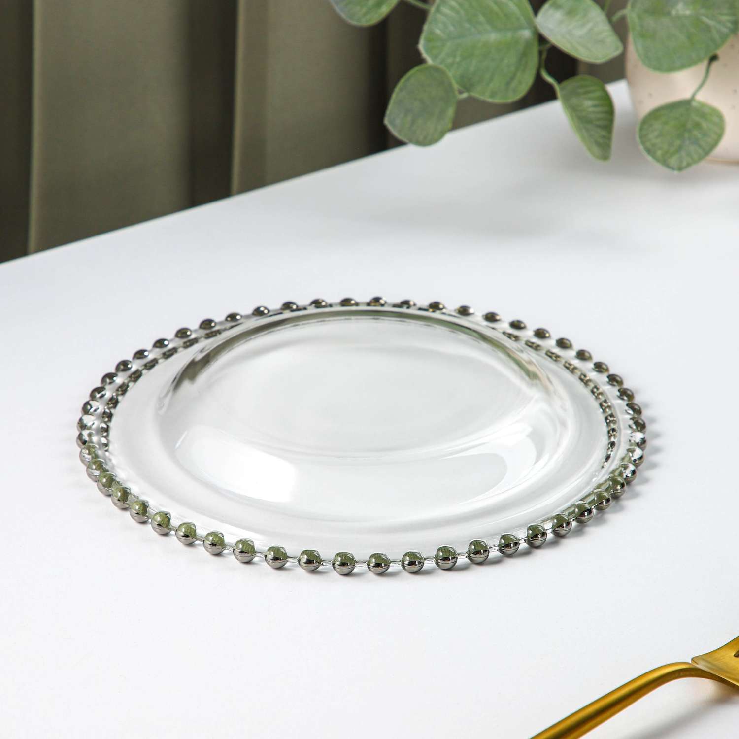 Тарелка Sima-Land стеклянная десертная «Орбита» d=21 см цвет серебряный - фото 3