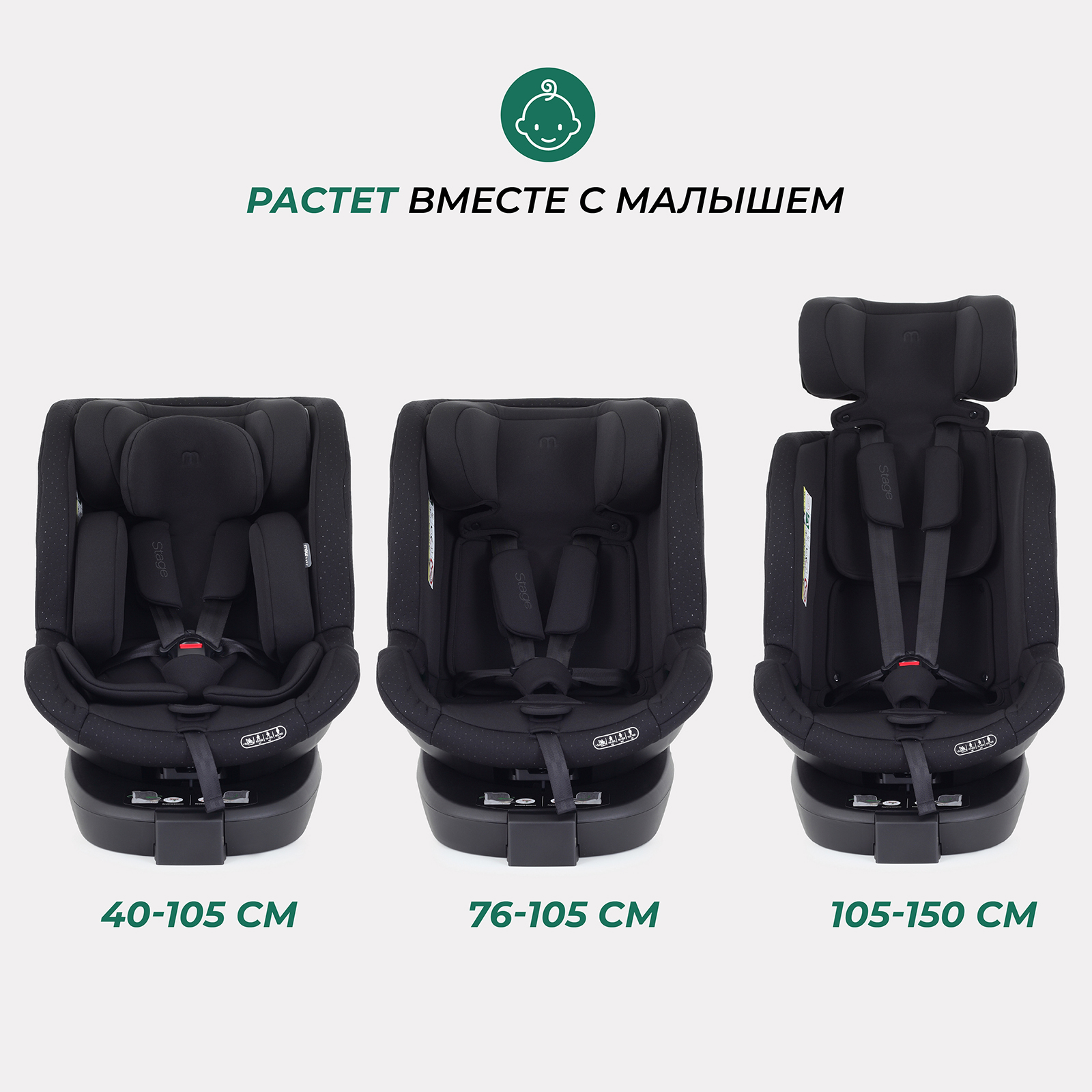 Автокресло MOWbaby Pro STAGE isofix Black 40-150см - фото 7