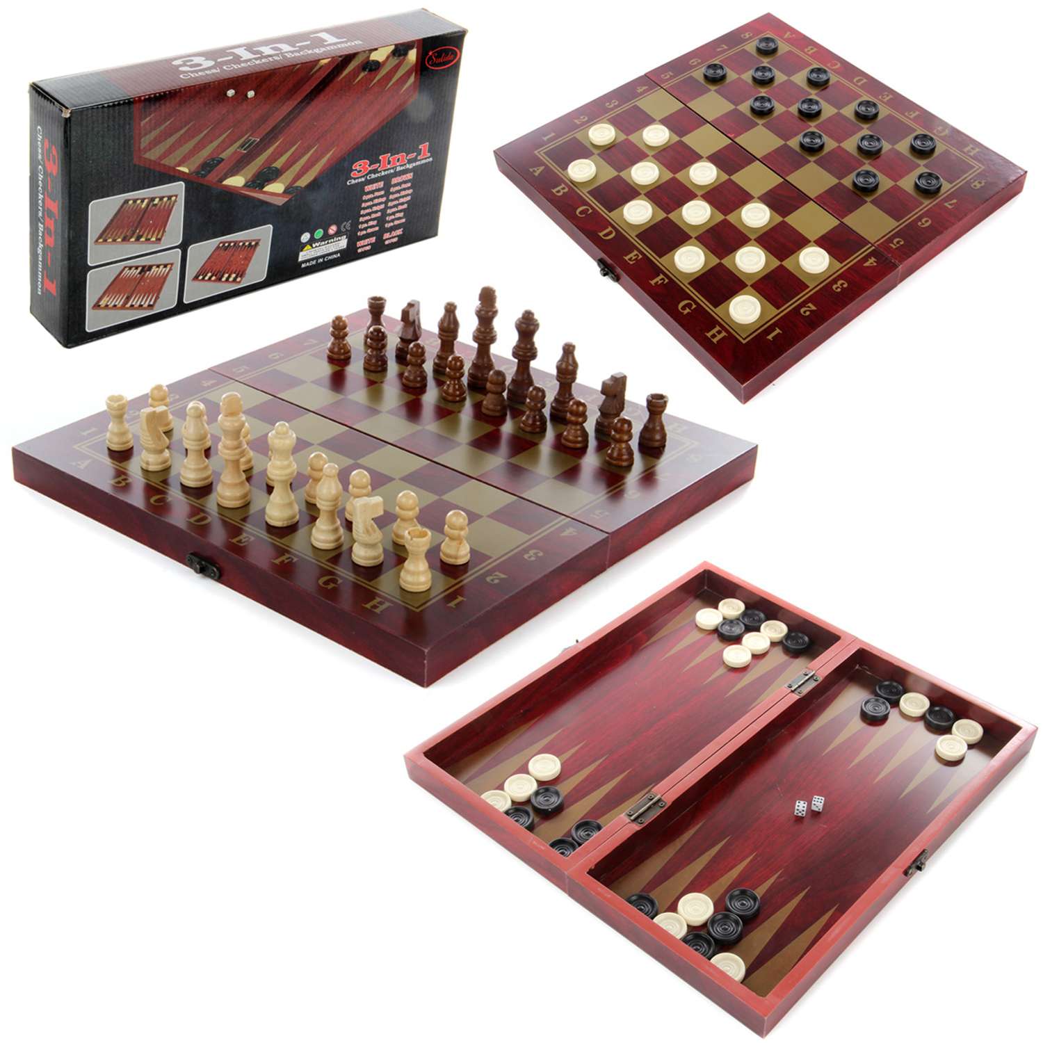 Настольная игра Veld Co шахматы 3 в 1 деревянные - фото 1