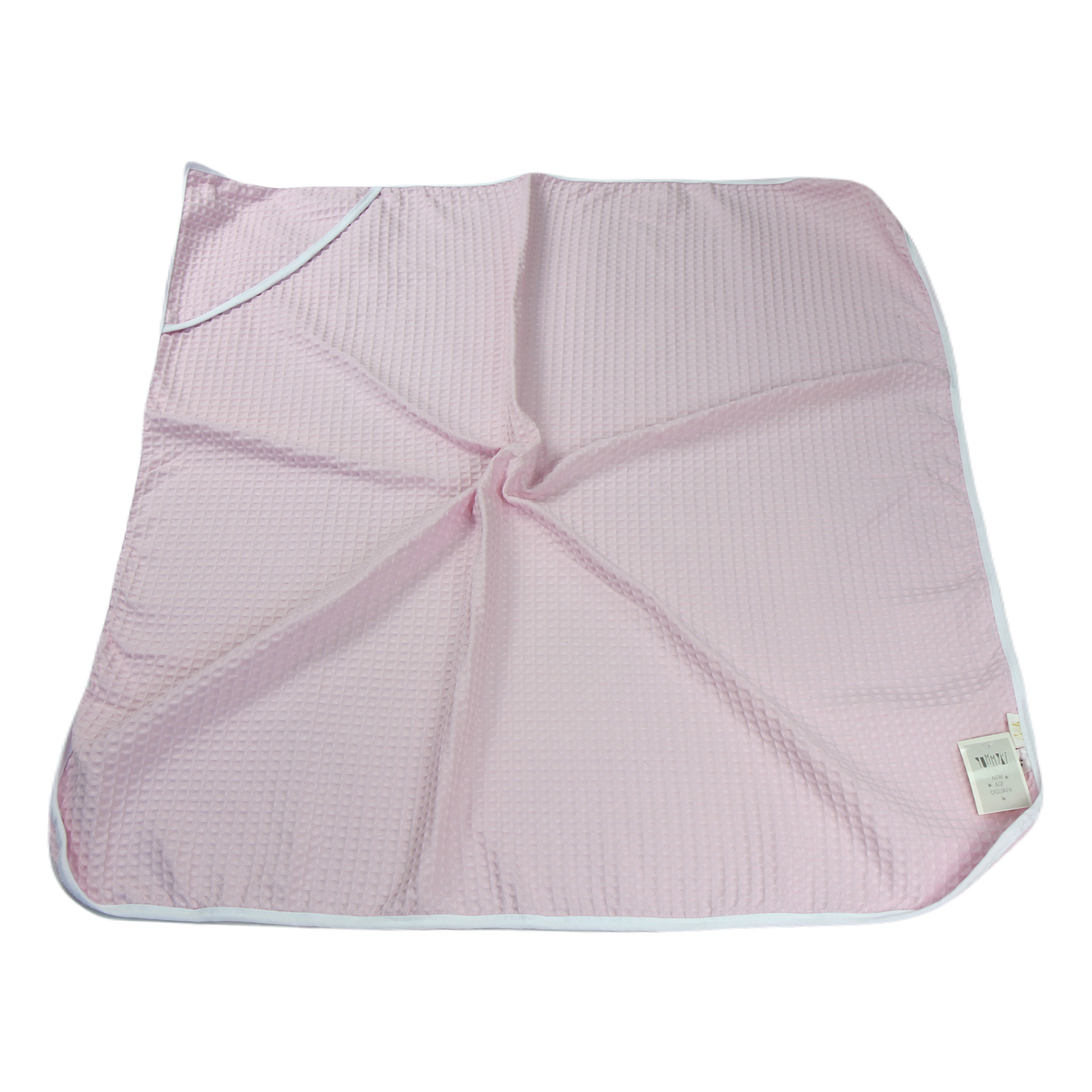 Полотенце с капюшоном YUMMYKI вафельное с уголком 110х110см розовое - фото 3