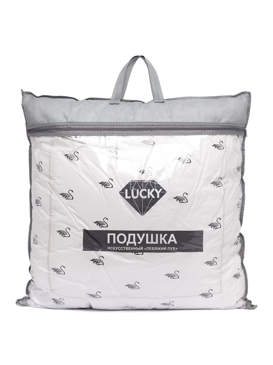 Подушка для сна LUCKY 70x70 см искусственный Лебяжий пух белый/серый R000002 - фото 4