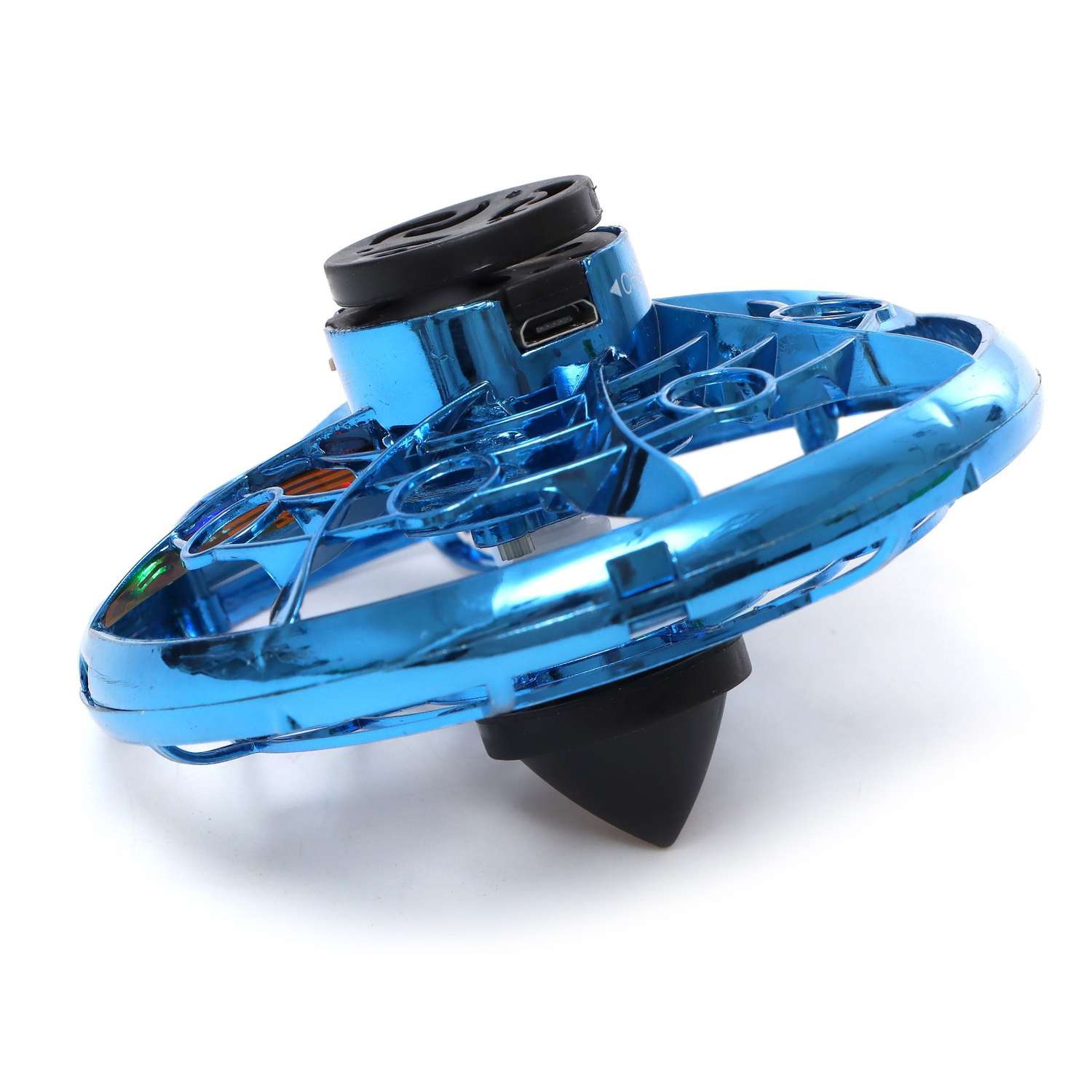 Летающая тарелка Автоград UFO датчик движения работает от аккумулятора цвет синий - фото 2