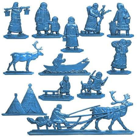 Набор фигурок Воины и Битвы Биармия Мирные жители цвет синий
