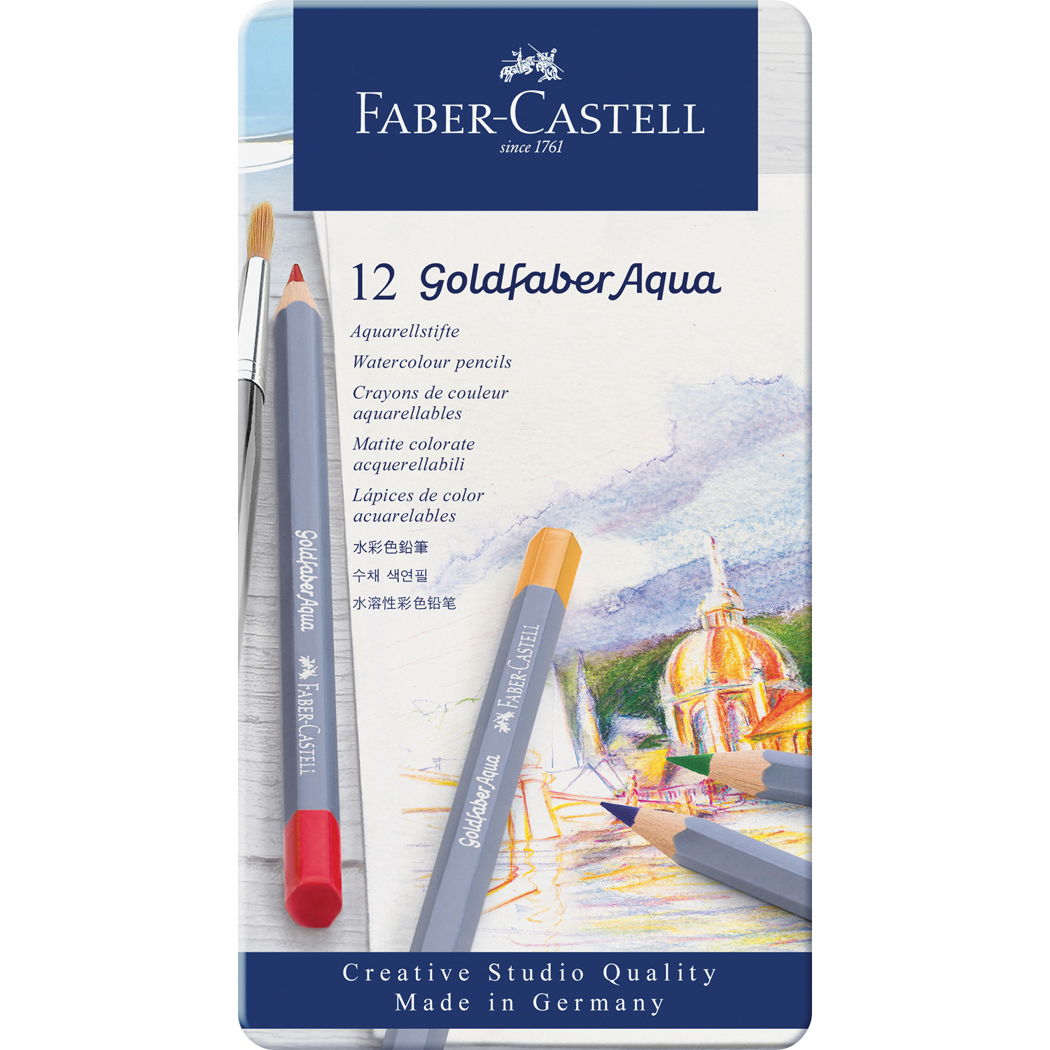 Карандаши акварельные Faber Castle художественные Goldfaber Aqua 12 цветов - фото 1