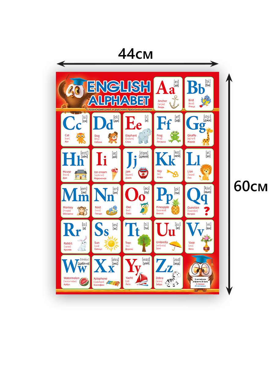 Плакаты обучающие Мир поздравлений на стену английский алфавит в школу А2