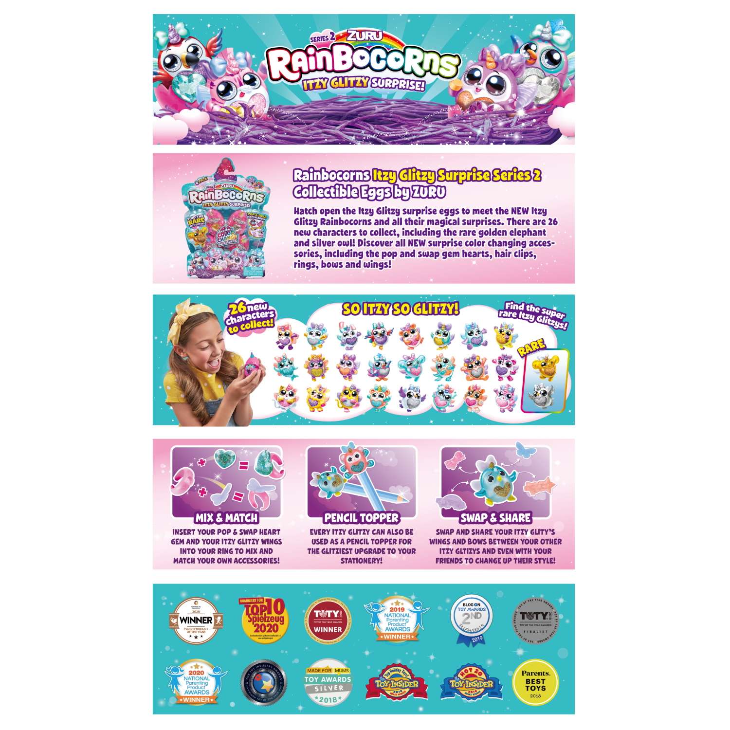 Игрушка Rainbocorns Rainbocorns Itzy glitzy surprise S2 в непрозрачной упаковке (Сюрприз) 9240TQ1 - фото 10