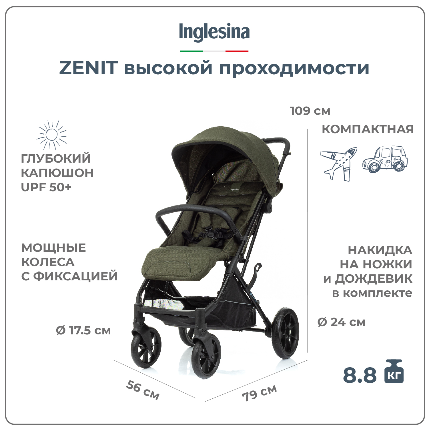 Прогулочная коляска Inglesina Zenit Green - фото 2