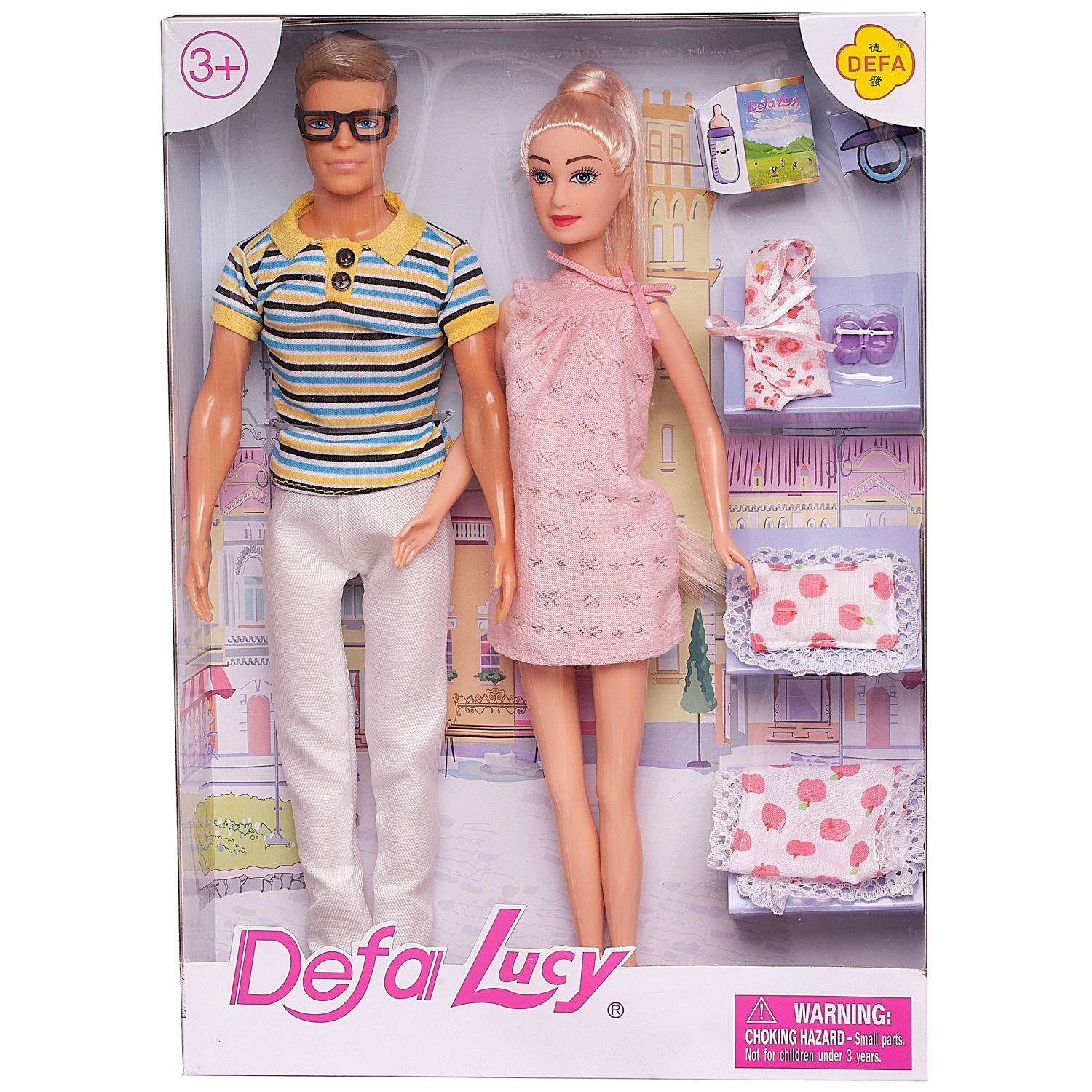 Игровой набор ABTOYS Куклы Defa Lucy и Kevin В ожидании чуда муж и беременная жена в персиковом платье 8349d/персиковое - фото 1