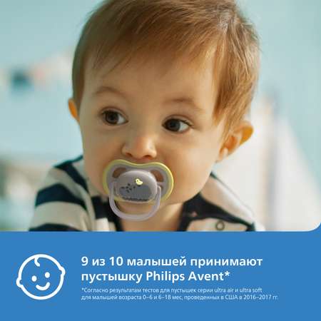 Пустышка Philips Avent Ultra air с футляром 6-18месяцев 2шт SCF085/17