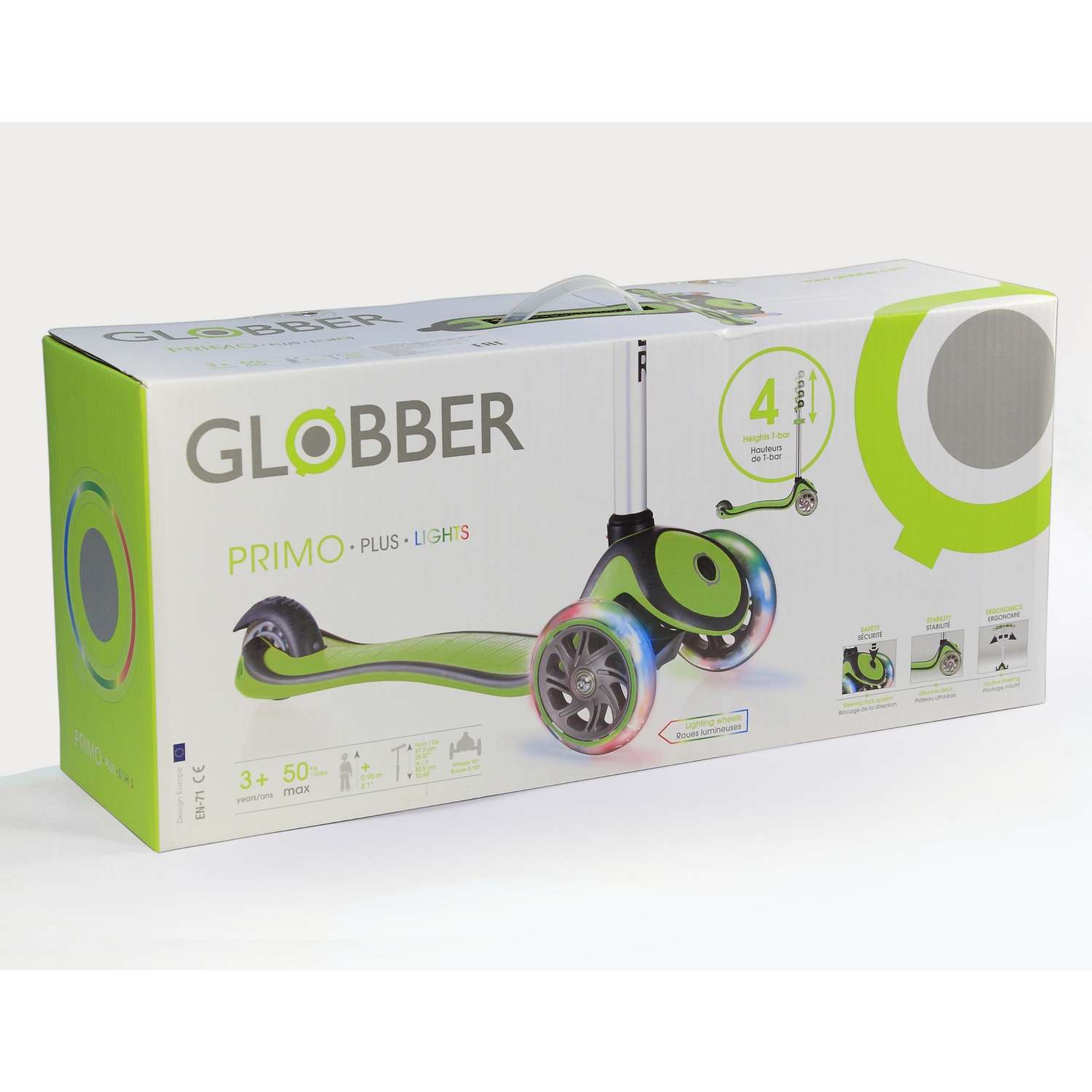 Самокат Globber Primo Plus Lights Зеленый 442-106 - фото 2