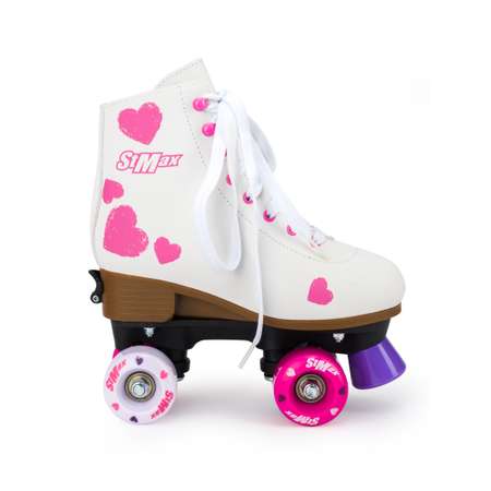 Роликовые коньки SXRide Roller skate YXSKT04PNHR белые с розовыми сердечками размер 31-34