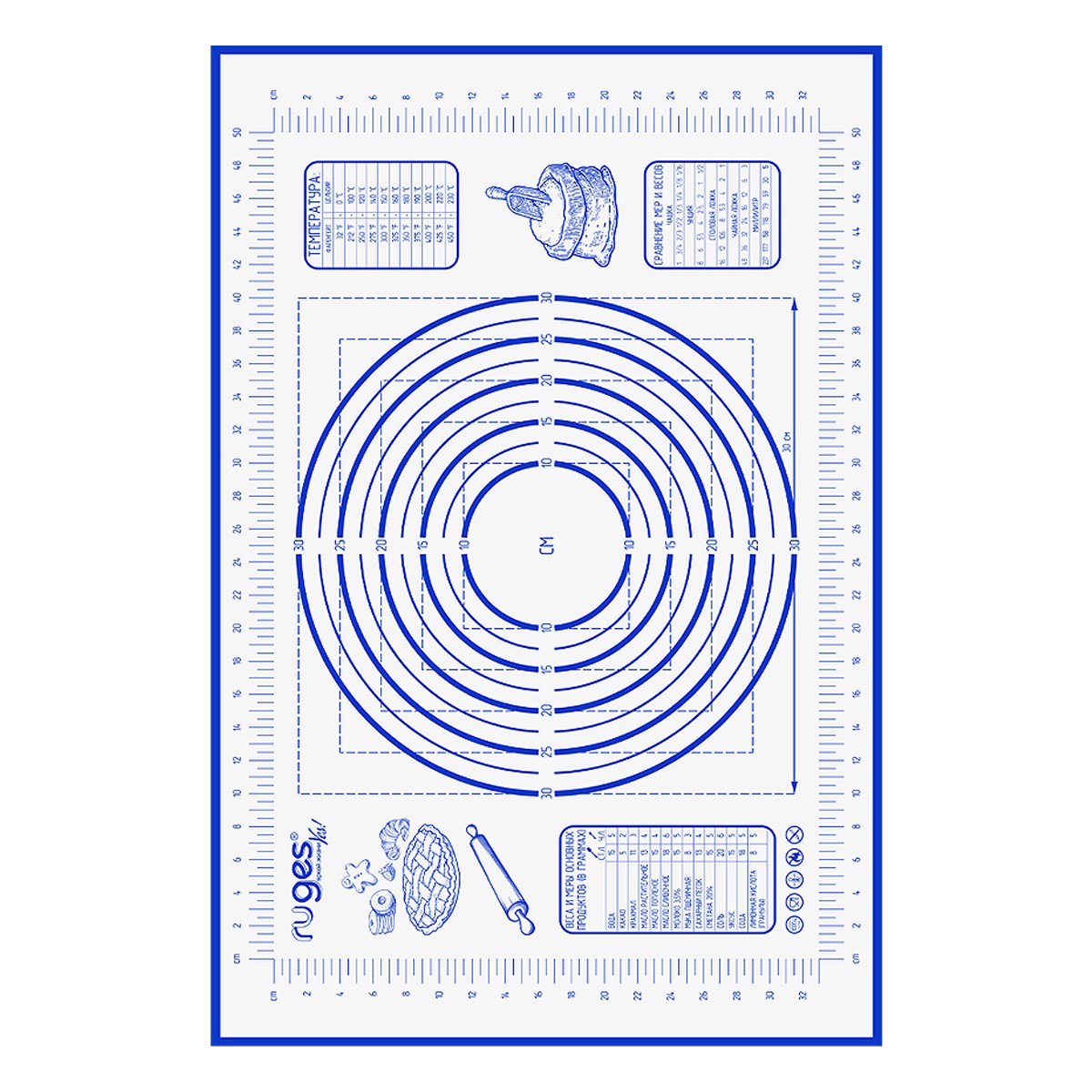 Набор ковриков RUGES для раскатки и выпечки теста синий - фото 3