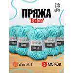 Пряжа для вязания YarnArt Dolce 100 гр 120 м микрополиэстер пушистая плюшевая 5 мотков 746 бирюза