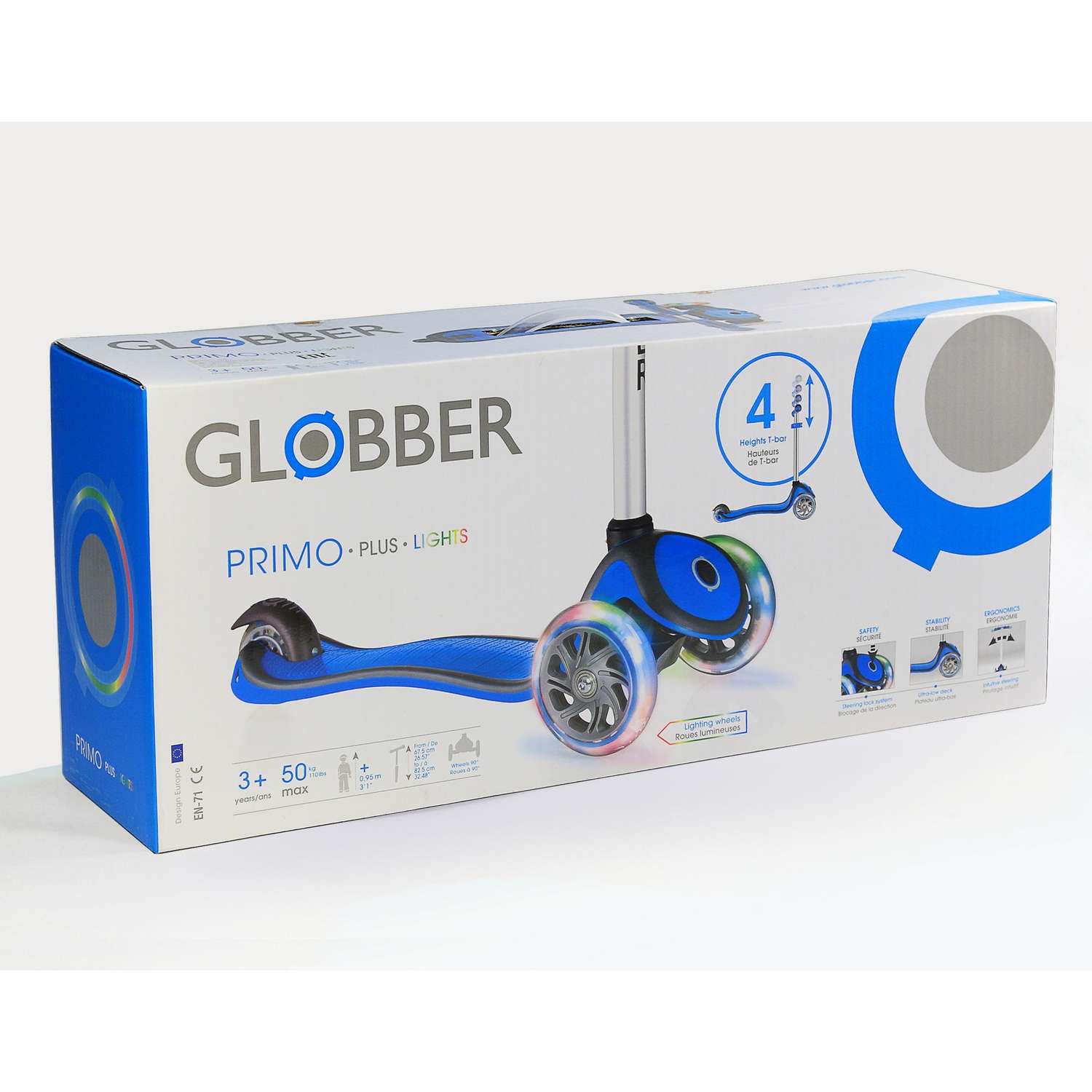 Самокат Globber Primo Plus Lights Голубой 442-101 - фото 2