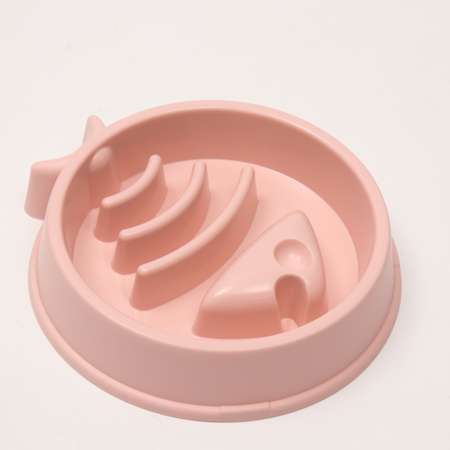 Миска Пижон Медленное кормление от переедания 21х21х4.5 см розовая 150 мл
