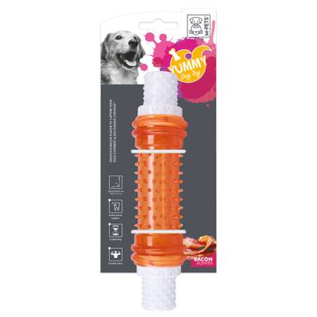 Игрушка для собак M-Pets Палочка с ароматом бекона Оранжевый-Белый 10635499