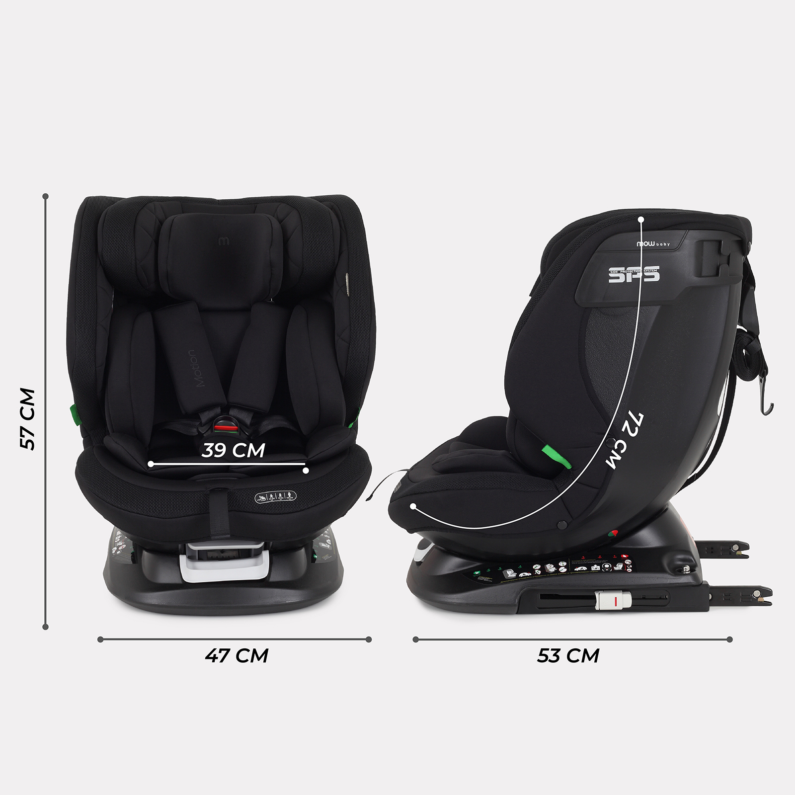 Автокресло с поворотной базой MOWbaby Motion isofix Black 40-150см - фото 4