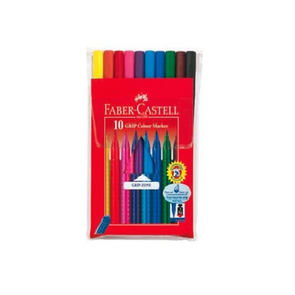 Фломастеры Faber Castell Grip смываемые 10цветов 155310 - фото 1