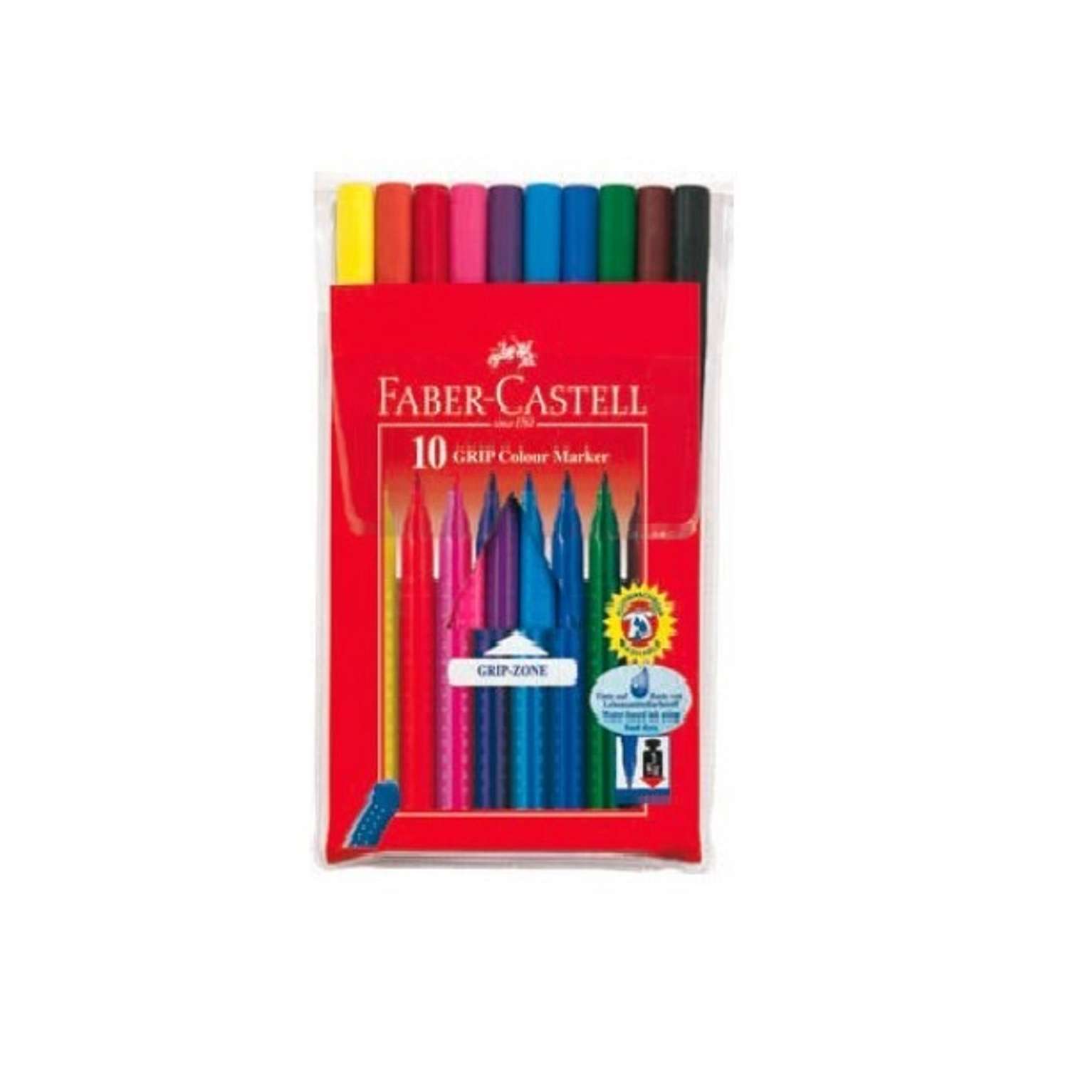 Фломастеры Faber Castell Grip смываемые 10цветов 155310 - фото 1