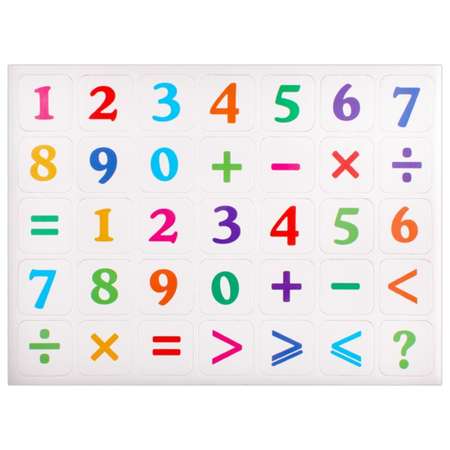 Магниты для доски Darvish канцелярские школьные разноцветные цифры и знаки 35 шт