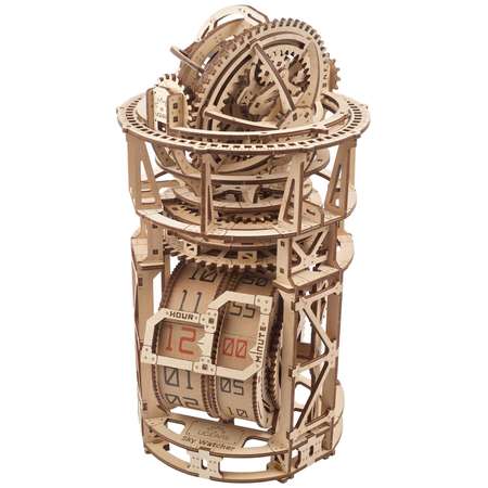 Сборная деревянная модель UGEARS Астроном. Настольные часы с турбийоном 3D-пазл механический конструктор