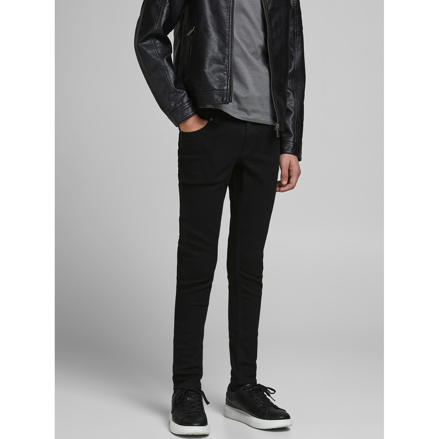 Брюки JACK AND JONES JUNIOR 12149934/Black Denim - фото 1