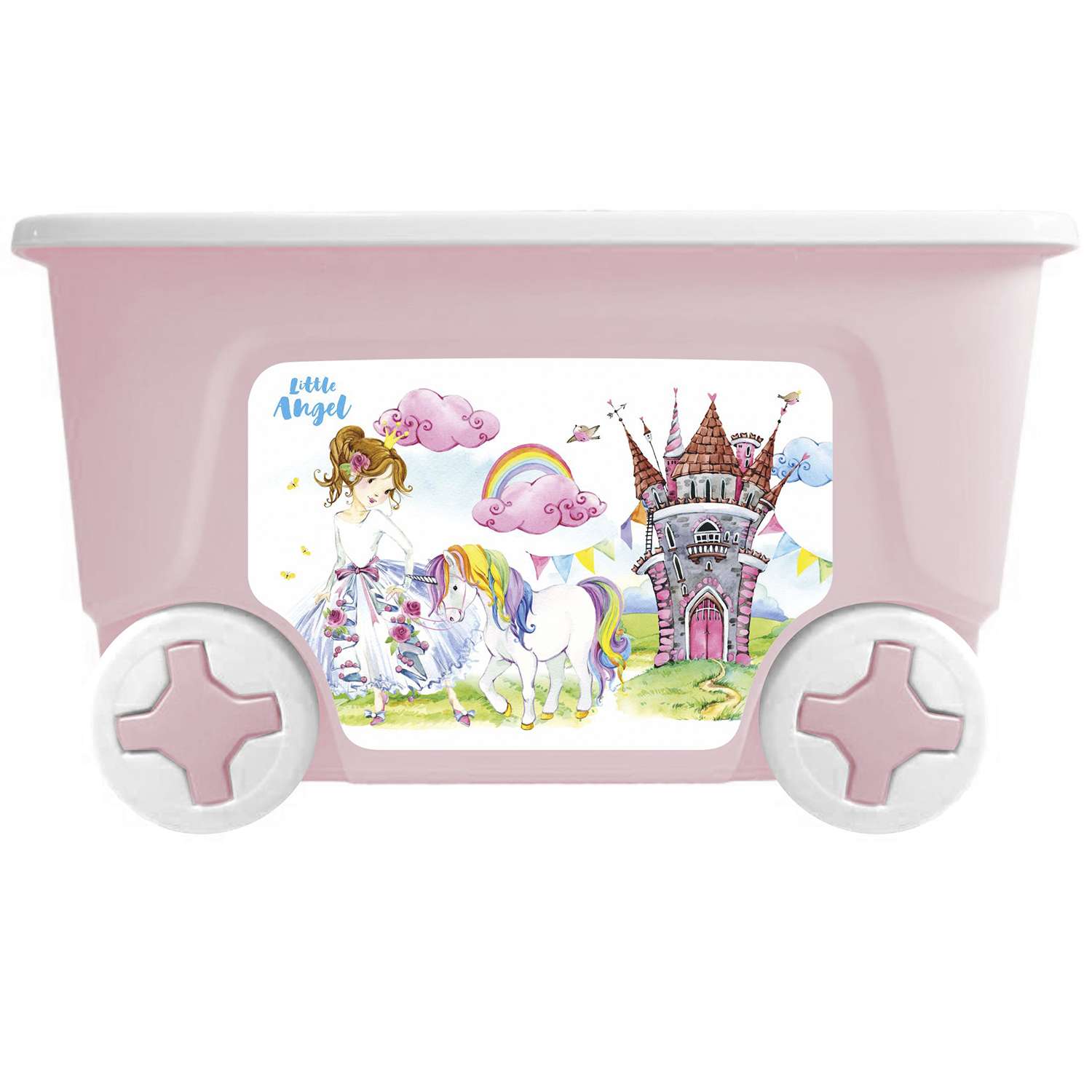 Ящик для игрушек LittleAngel Сказочная Принцесса на колесах 50л Розовый - фото 1