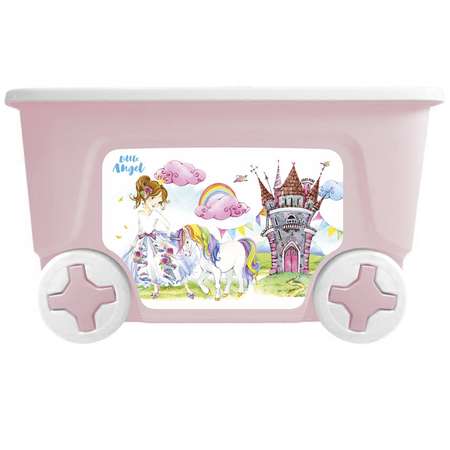 Ящик для игрушек LittleAngel Сказочная Принцесса на колесах 50л Розовый