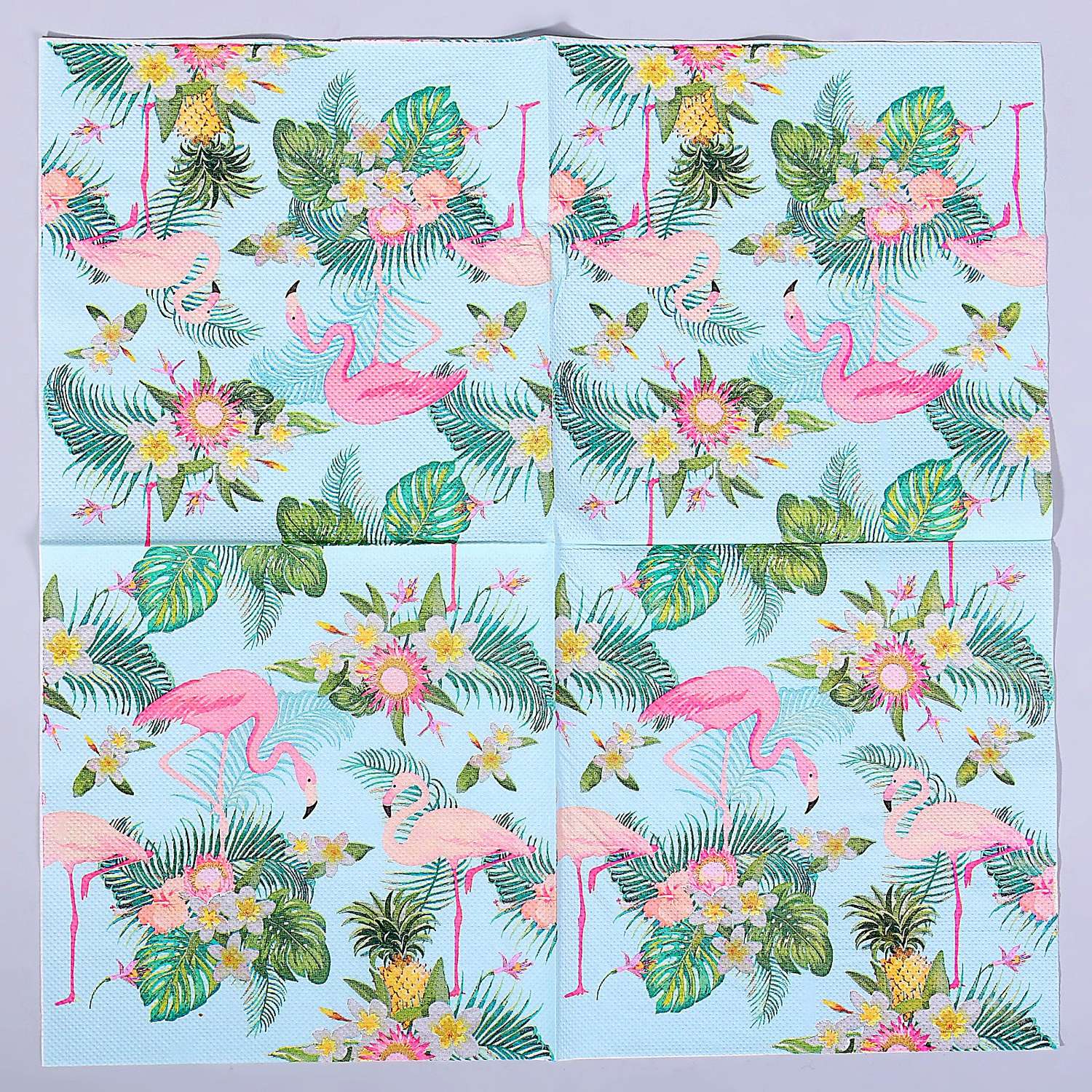Салфетки Страна карнавалия Фламинго с цветами 20 штук 33х33 см - фото 2