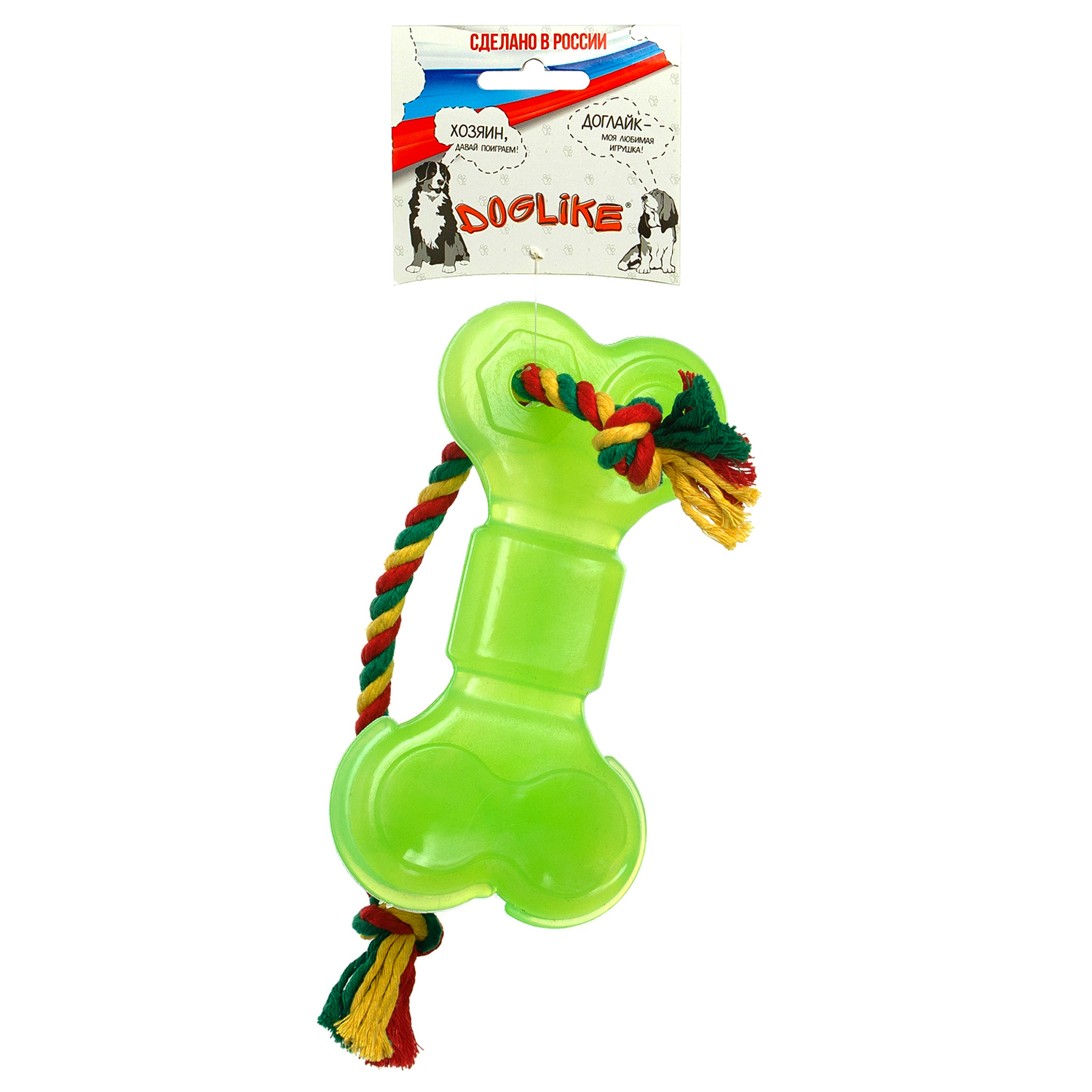 Игрушка для собак Doglike Кость с канатом большая Зеленый - фото 3