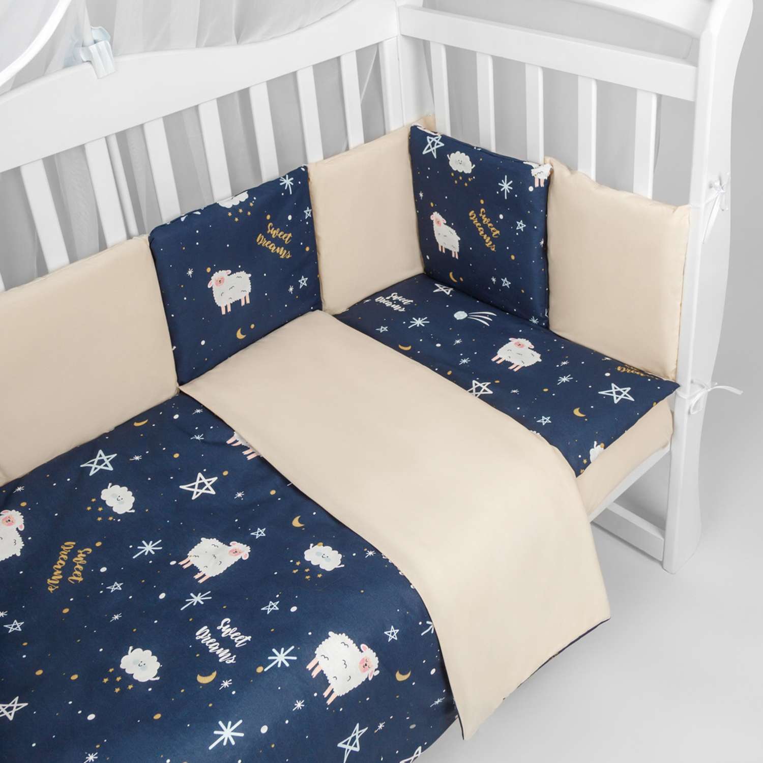 Комплект в кроватку AmaroBaby 15 предметов: 3+12 подушек-бортиков Galaxy синий - фото 2