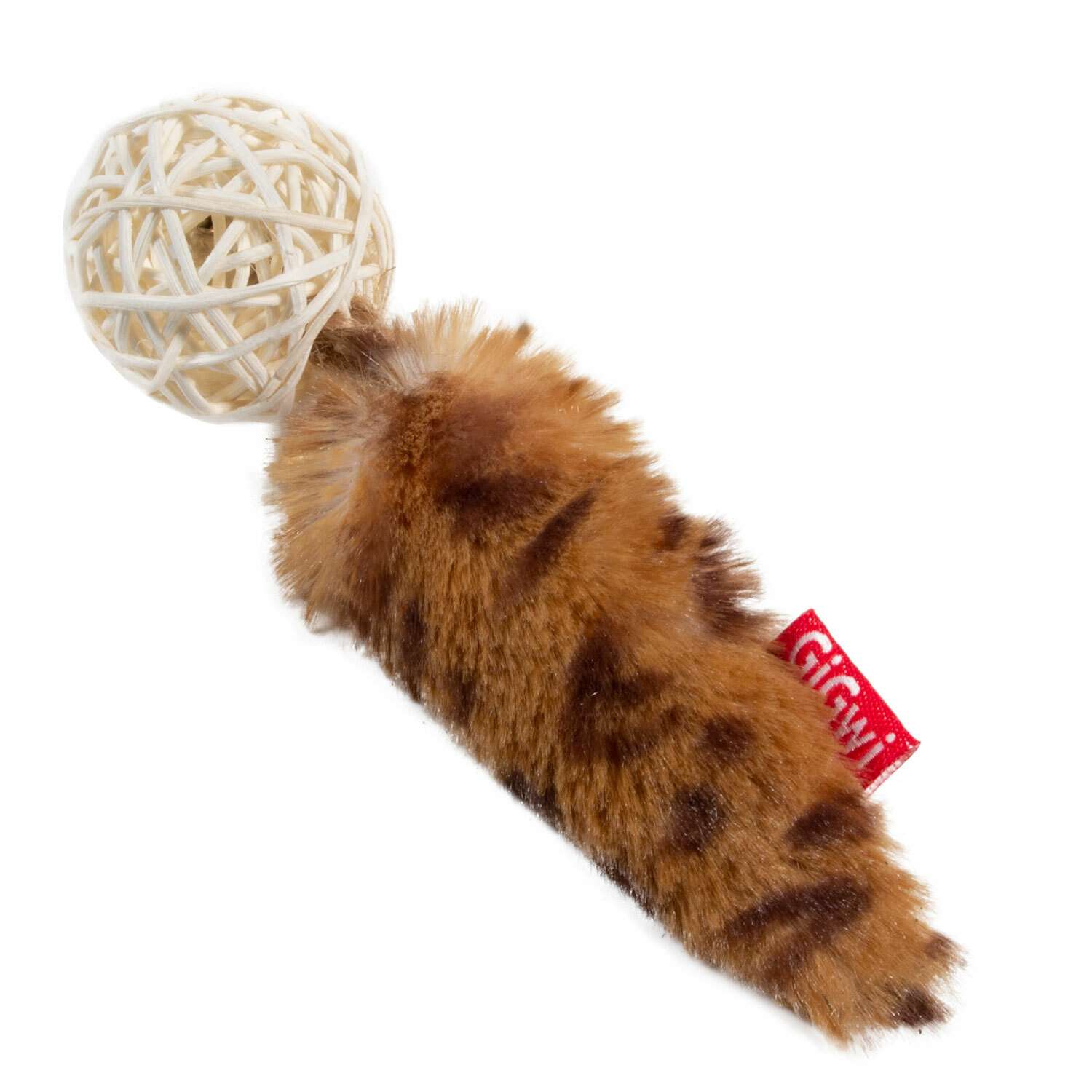 Игрушка для кошек GiGwi Мяч плетеный с колокольчиком и хвостом с кошачей мятой 75439 - фото 1