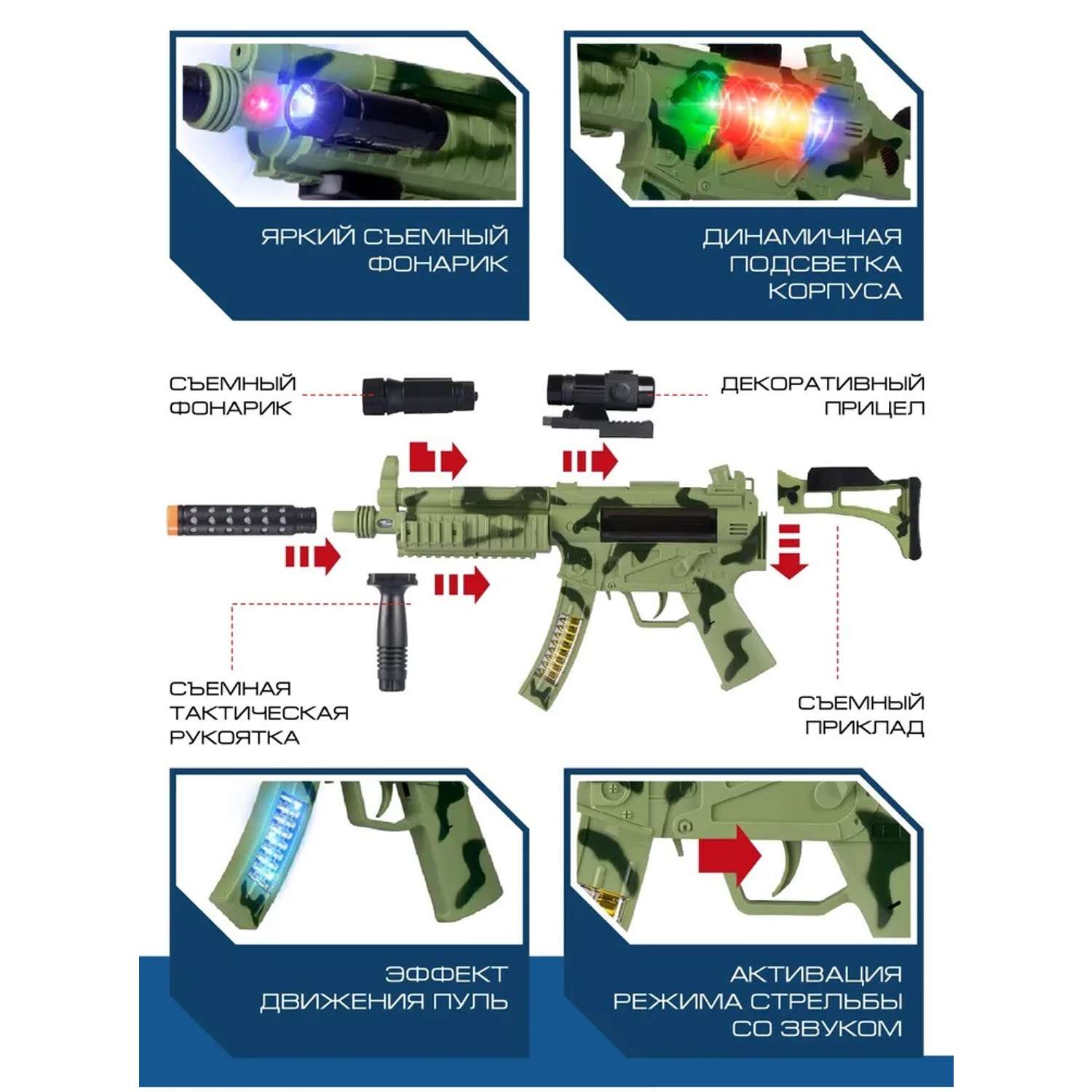 Игрушечное оружие Маленький Воин Автомат со звуком светом и вибрацией JB0211625 - фото 2
